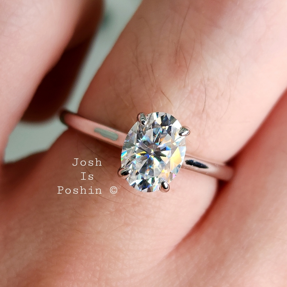 1.5 CT. Oval Moissanite solitaire engagement ring in sterling silver